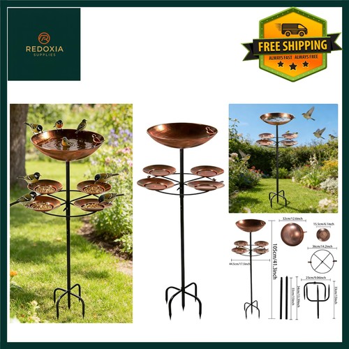 Vintage metal bird bath feeder - vintage,